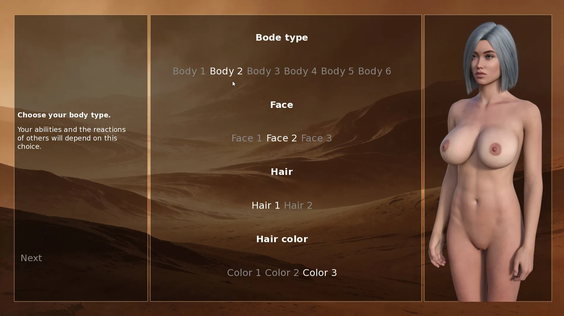 Esterium Project gameplay screenshot 2 (Ren'Py adult game) by Kosmos Games – free download