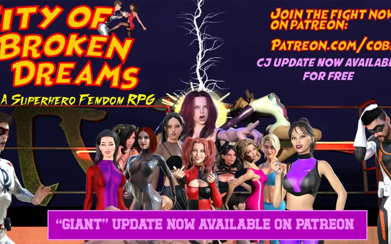 City of Broken Dreams: A Femdom Superhero Game cover 0.192 – RPGM adult game by BrokenDreams free download