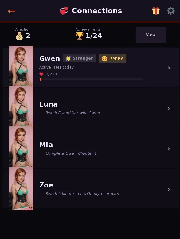 Gwen DM Chat Sim gameplay screenshot 4 (Ren'Py adult game) by RAWAIObsessions – free download