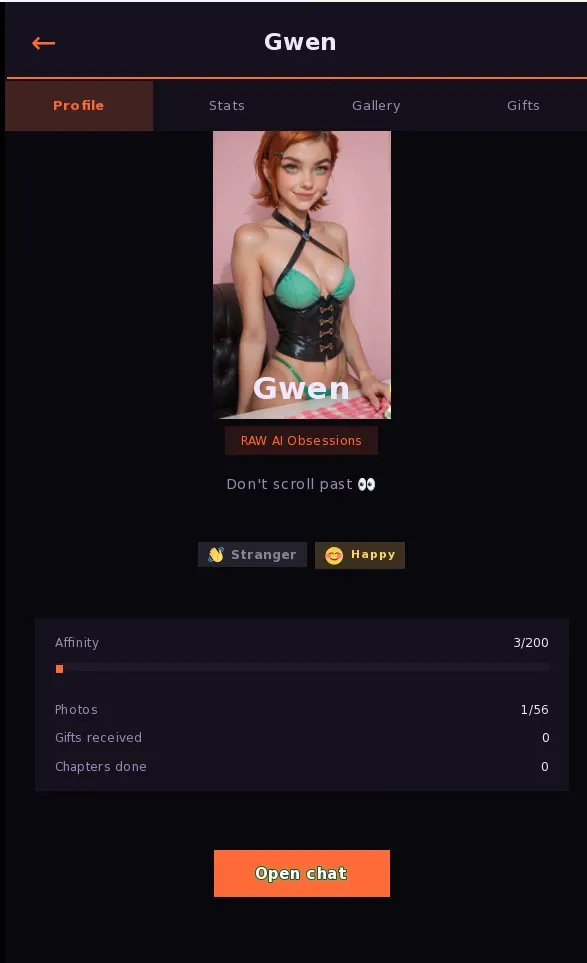 Gwen DM Chat Sim gameplay screenshot 7 (Ren'Py adult game) by RAWAIObsessions – free download