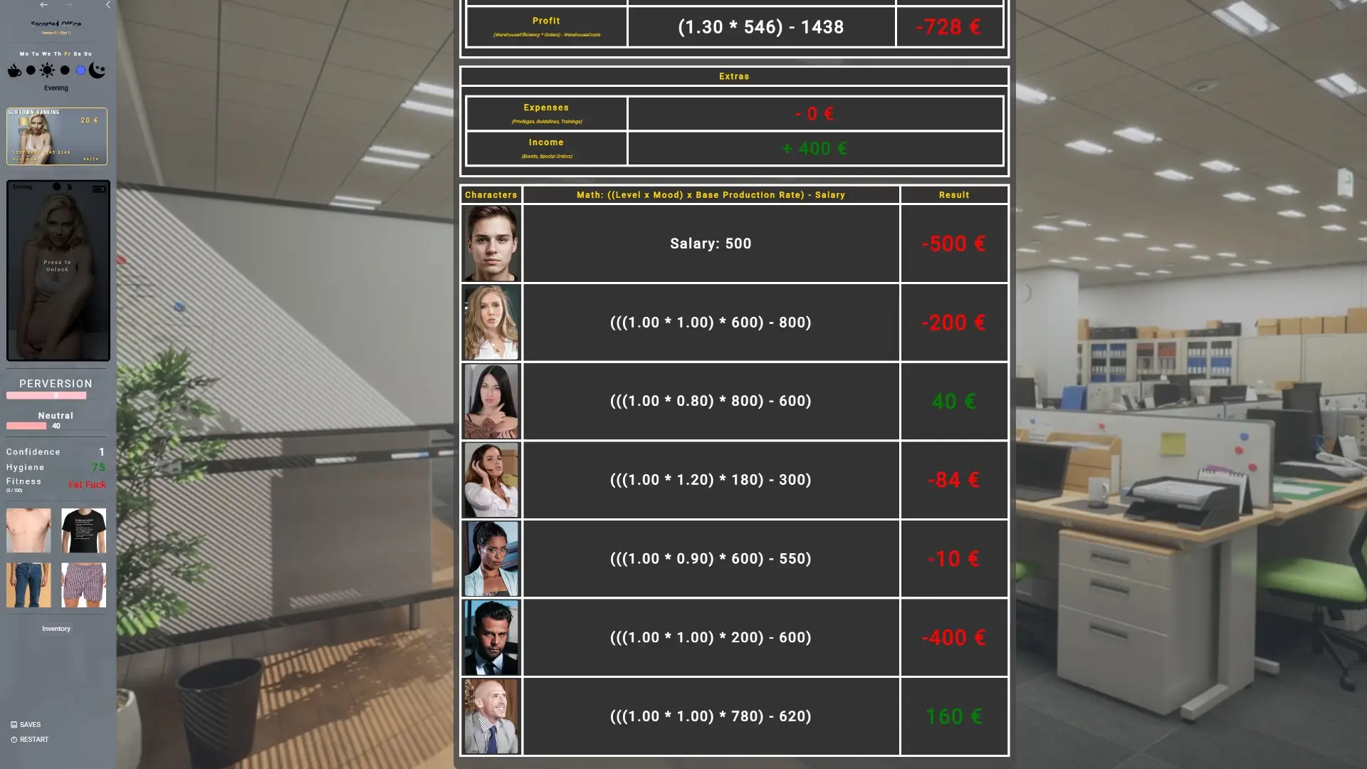 Escorted Office gameplay screenshot 2 (HTML adult game) by The Emperor King – free download