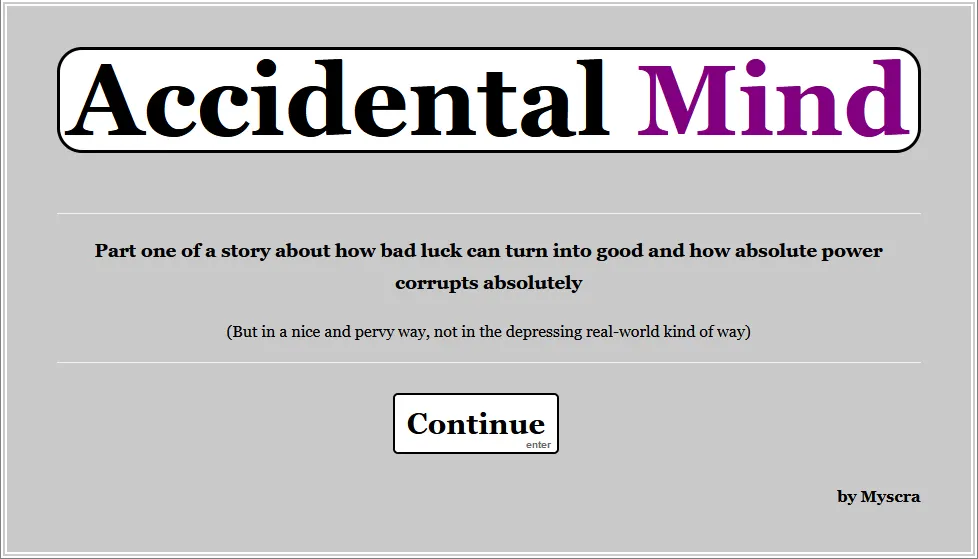 Accidental Mind gameplay screenshot 1 (HTML adult game) by Myscra – free download