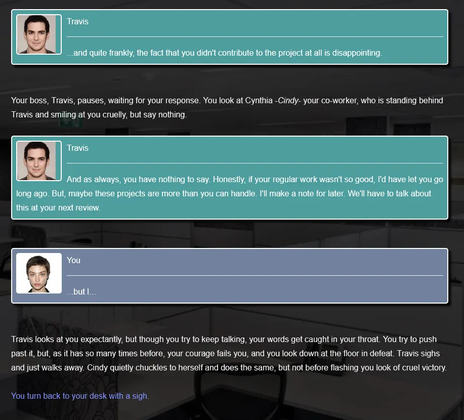The Guide to Being Assertive gameplay screenshot 1 (HTML adult game) by AnonynmousMan – free download