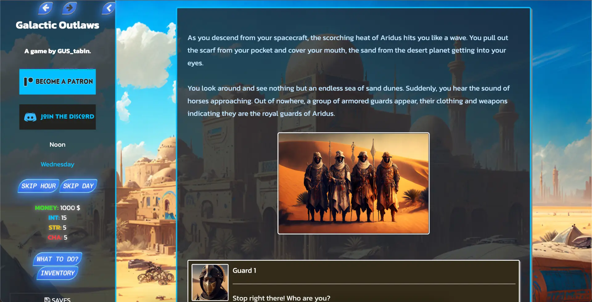 Galactic Outlaws gameplay screenshot 2 (HTML adult game) by GUS_tabin – free download