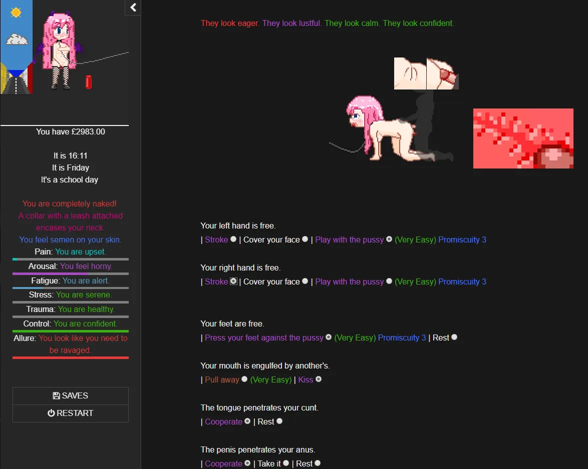 Degrees of Lewdity gameplay screenshot 2 (HTML adult game) by Vrelnir – free download