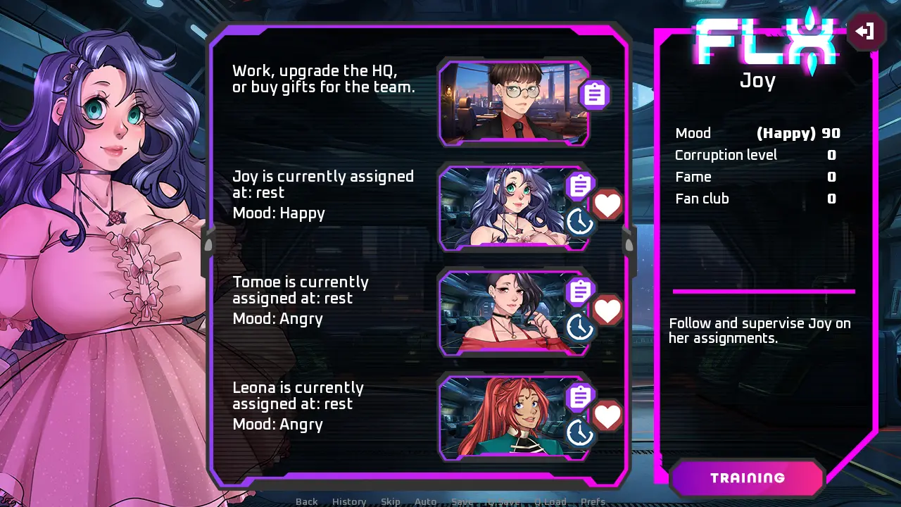 FLX – Downfall of I-Dolls gameplay screenshot 4 (Ren'Py adult game) by Studio Dystopia – free download