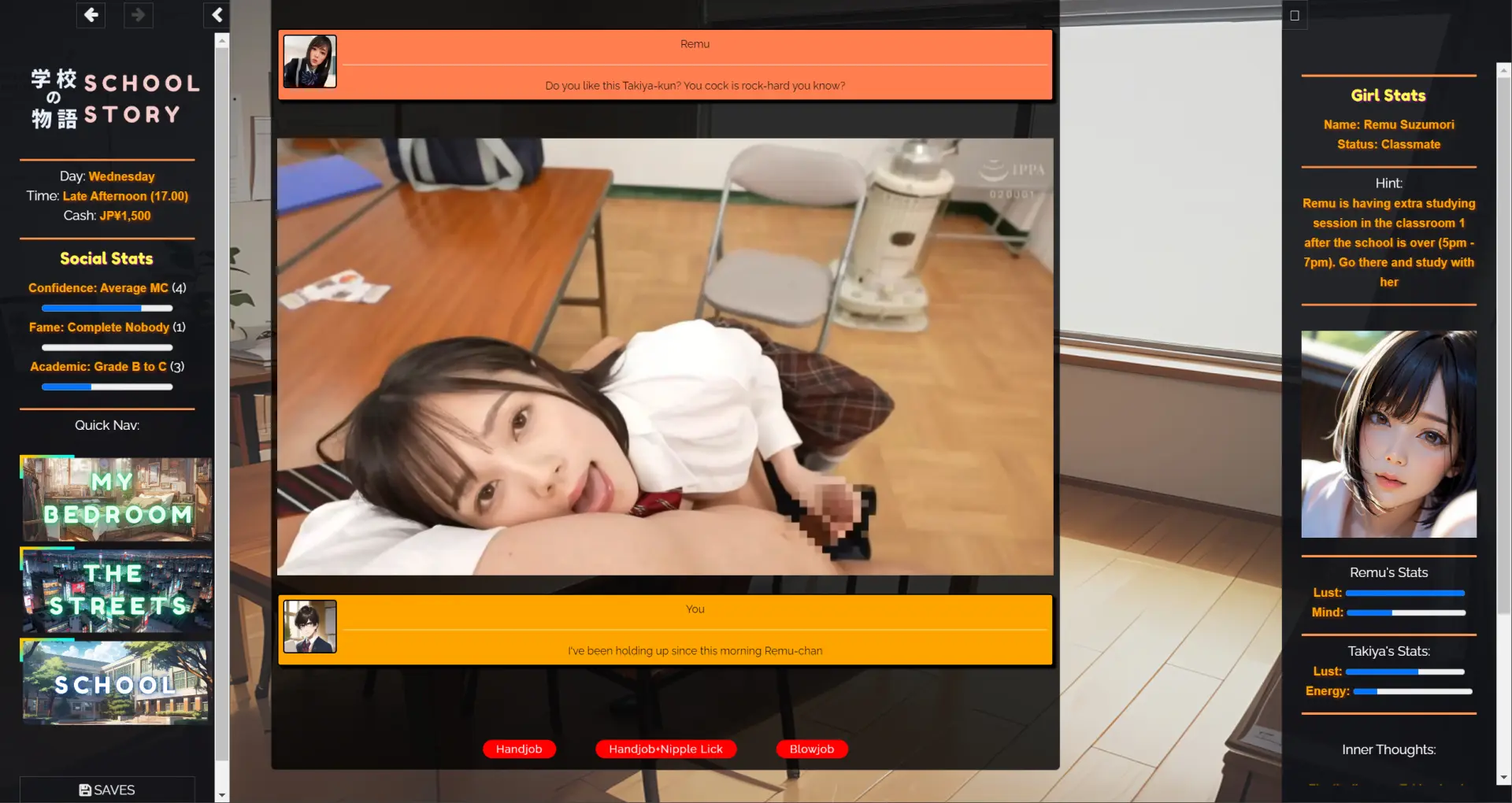 Gakko No Monogatari – School Story gameplay screenshot 6 (HTML adult game) by CorpoLife_dev – free download