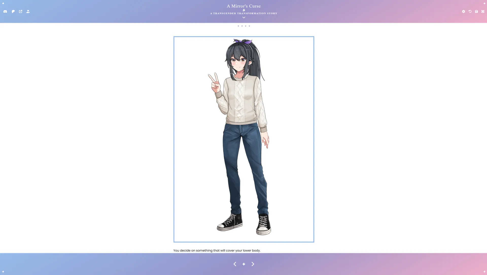 A Mirror’s Curse gameplay screenshot 1 (HTML adult game) by amaty – free download
