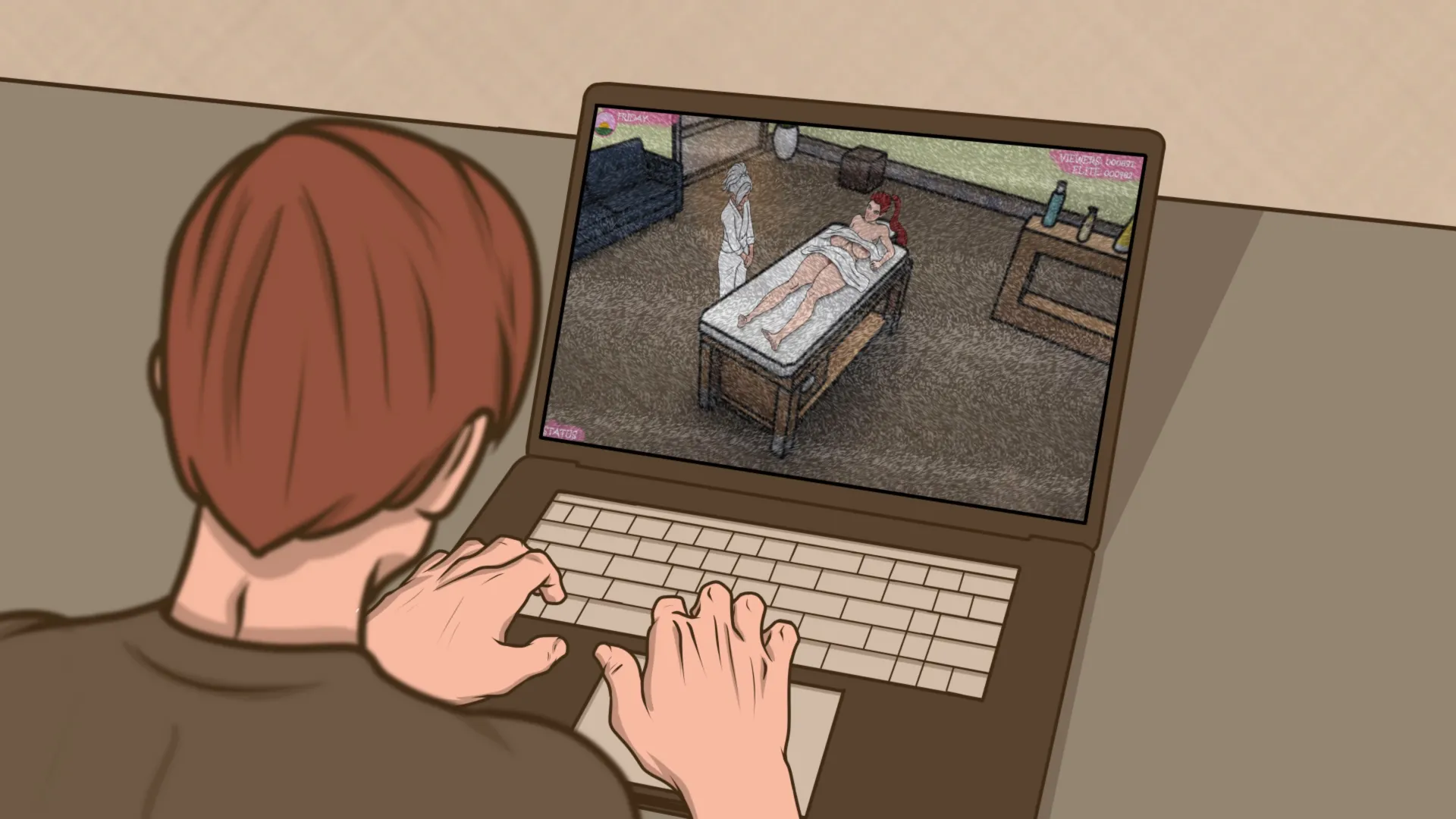 Lust Town, Amanda’s road to porn gameplay screenshot 10 (Ren'Py adult game) by NOSY GULL – free download