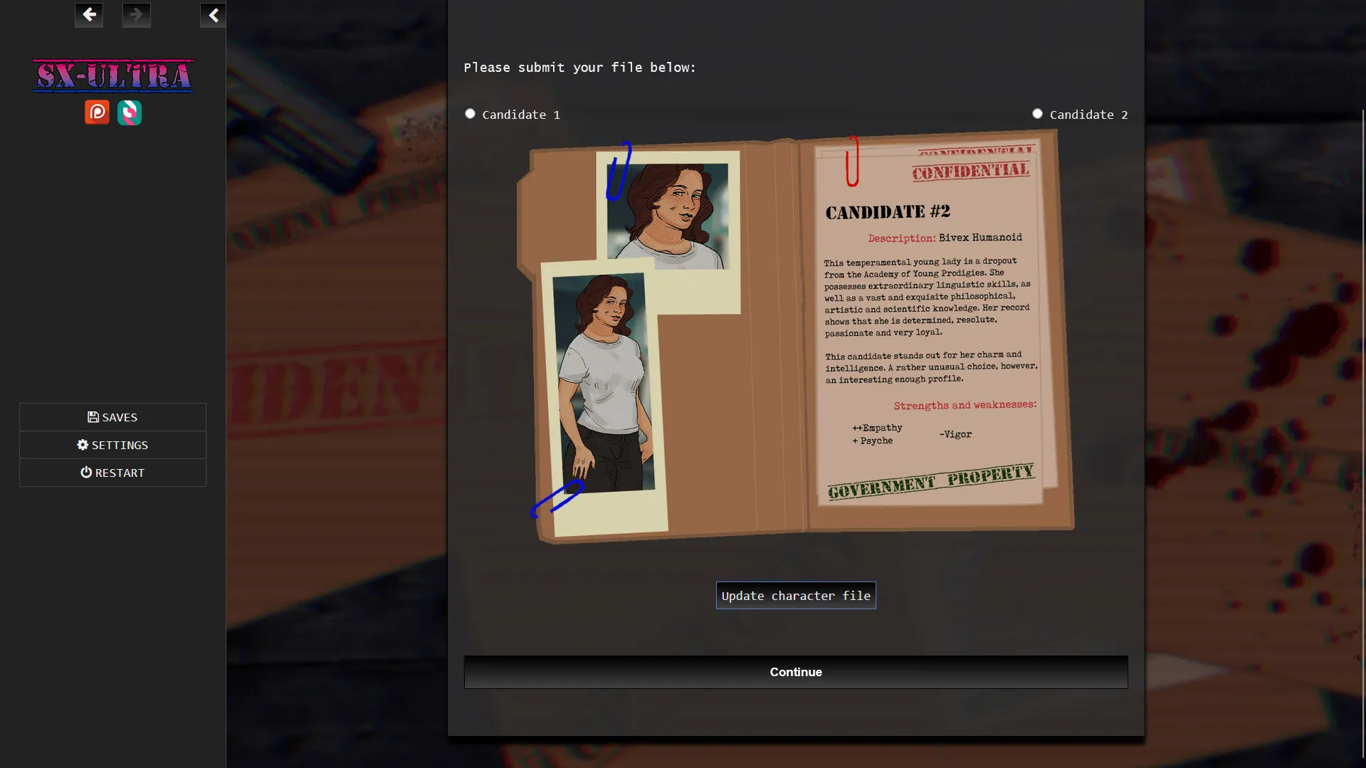 Project SX-Ultra gameplay screenshot 3 (HTML adult game) by Kitty and the Lord – free download