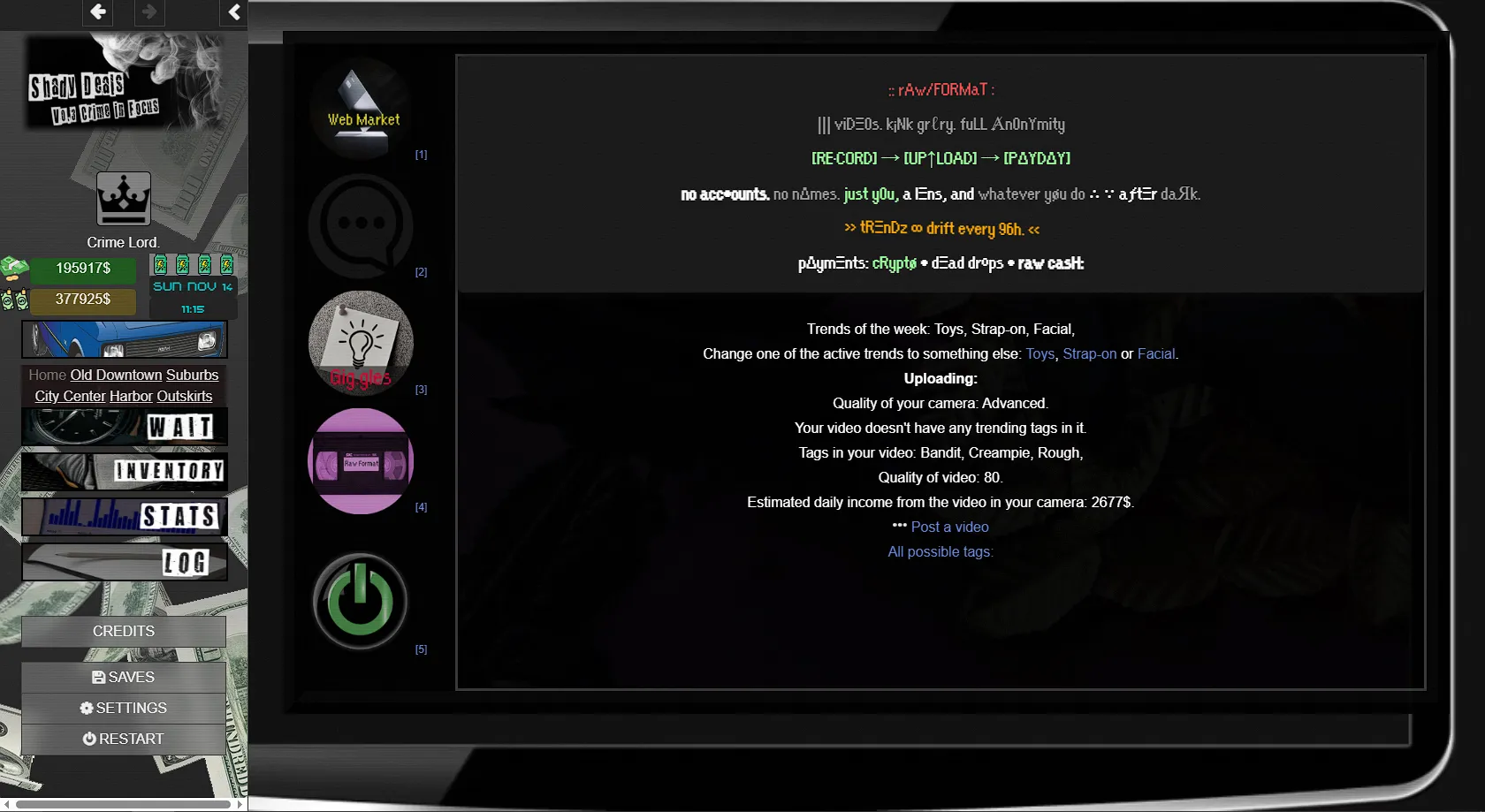 Shady Deals gameplay screenshot 3 (HTML adult game) by Kroo – free download