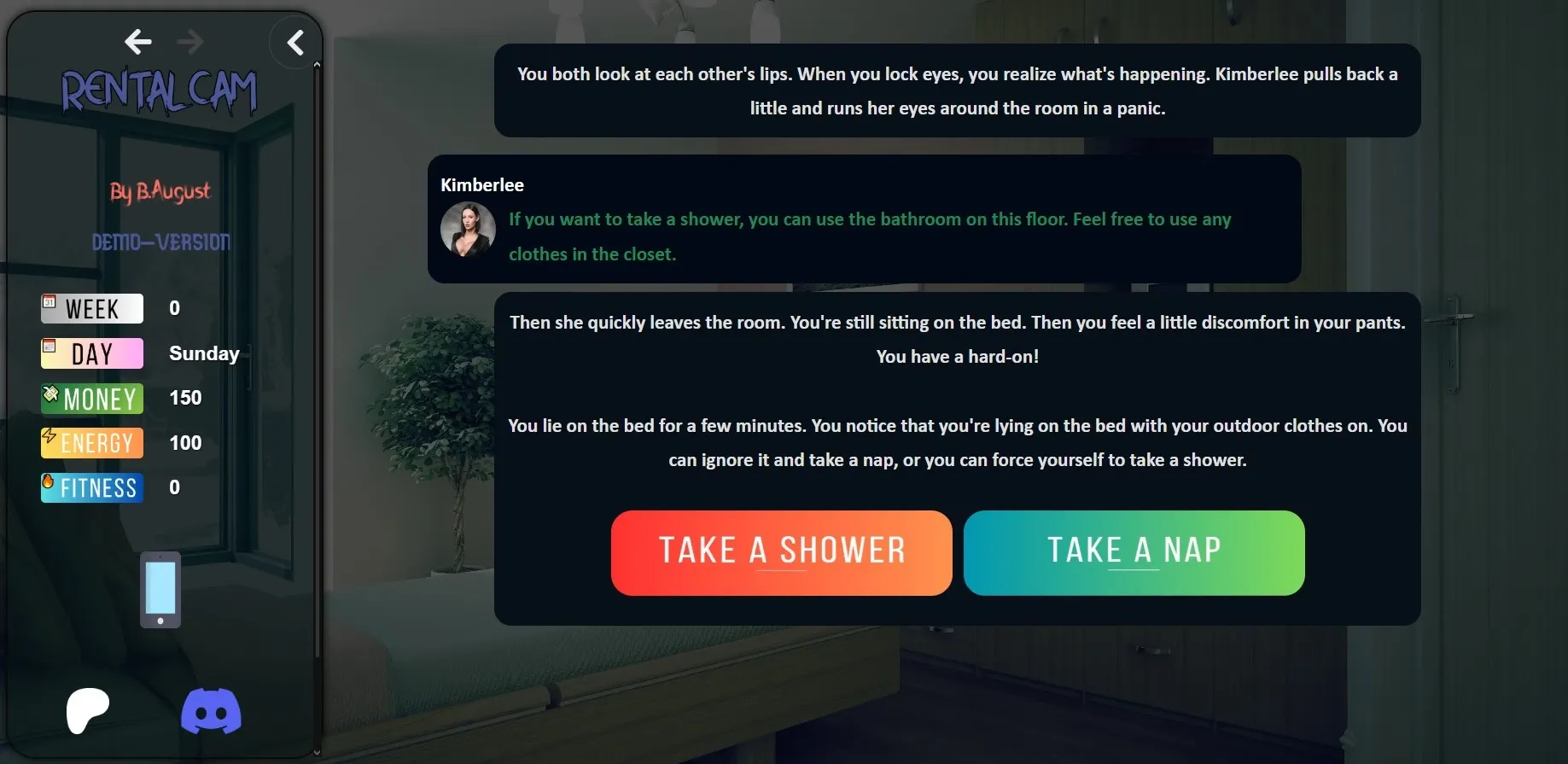 Rental Cam gameplay screenshot 2 (HTML adult game) by B.August – free download