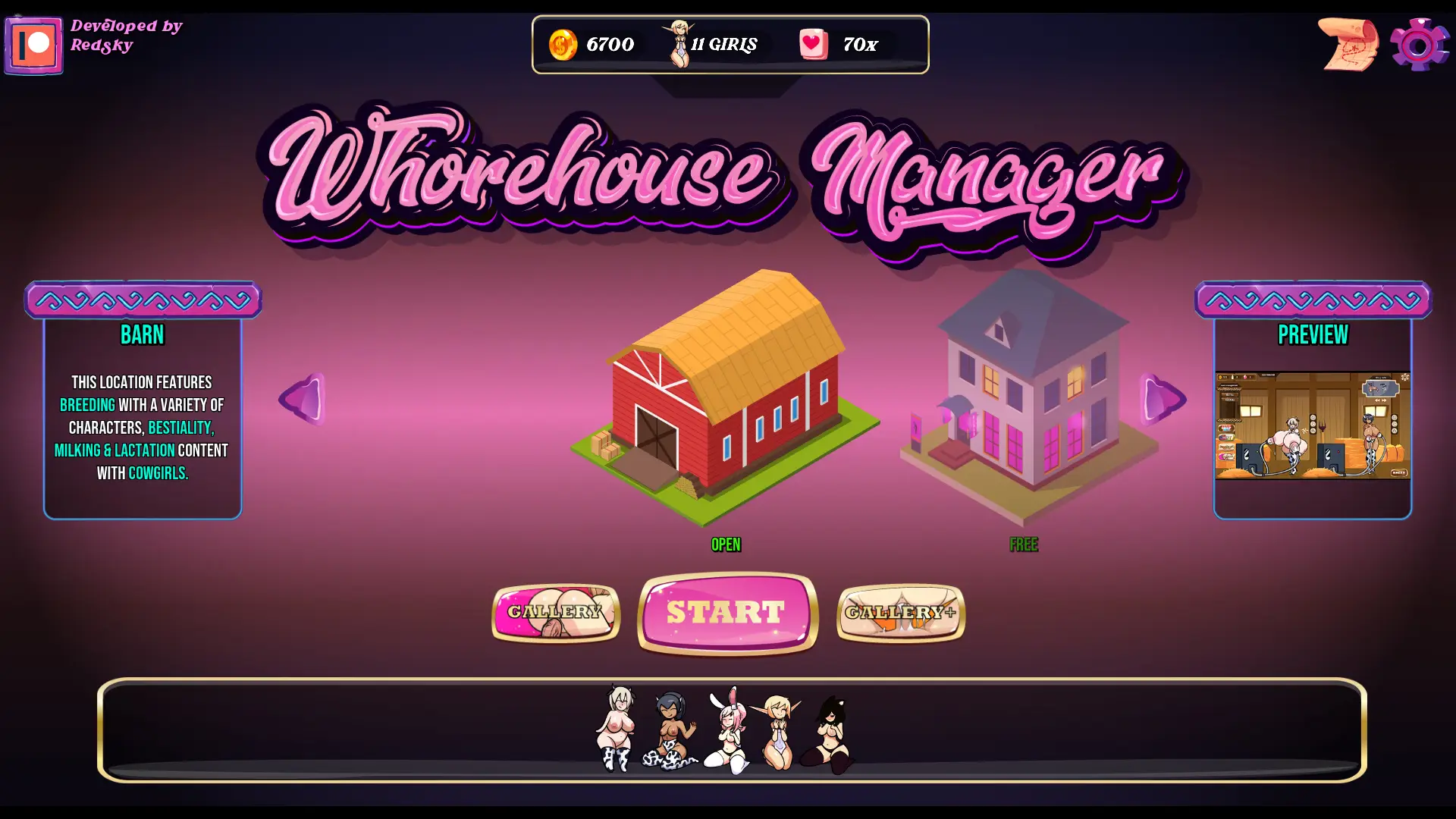 Whorehouse Manager gameplay screenshot 2 (Godot adult game) by Redsky – free download