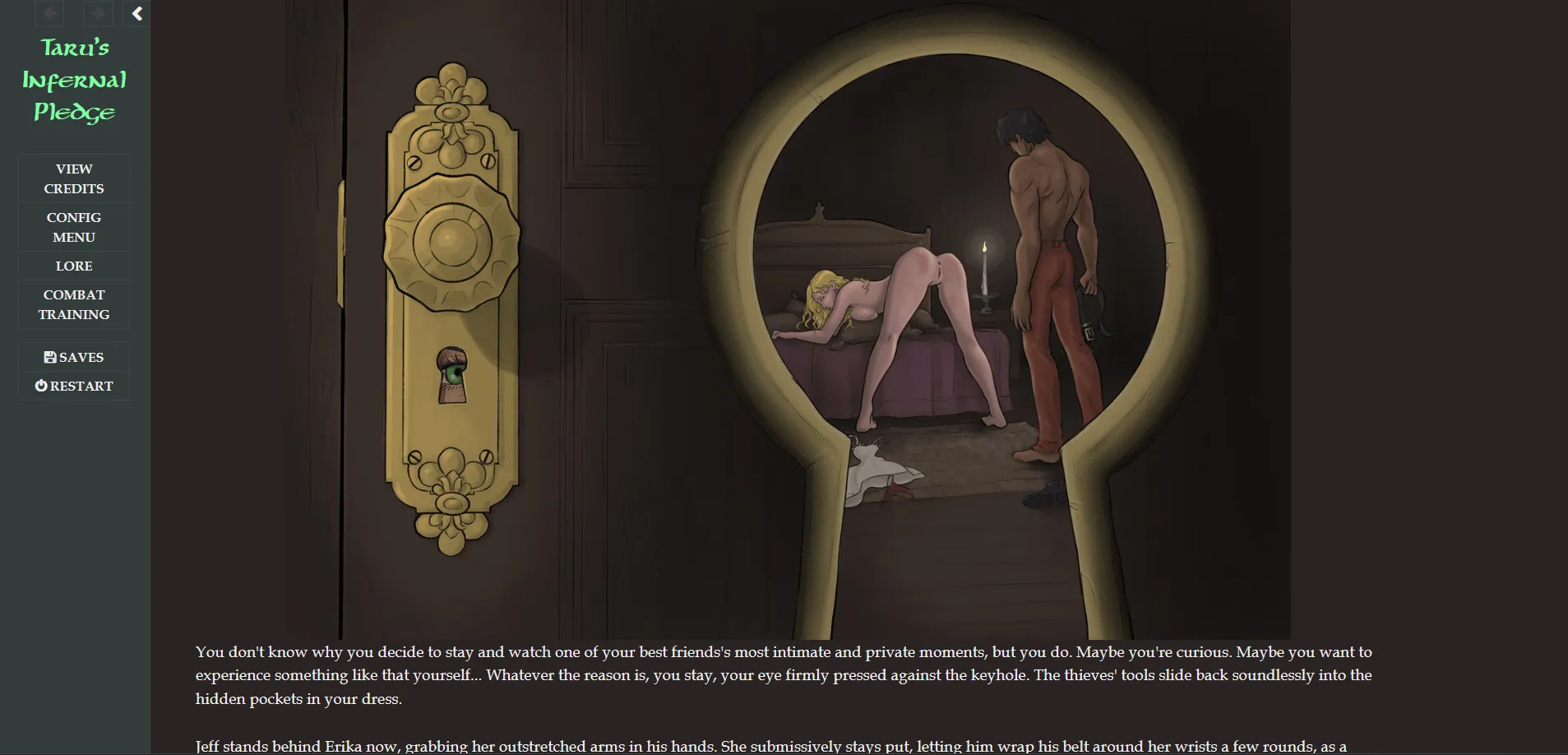 Taru’s Infernal Pledge gameplay screenshot 16 (HTML adult game) by FlimsyLegs – free download