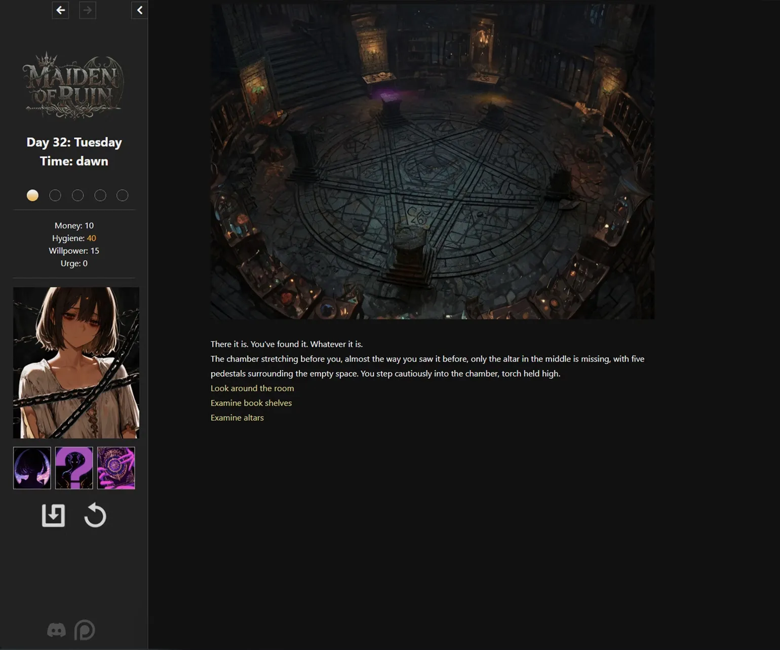 Maiden of Ruin gameplay screenshot 2 (HTML adult game) by SinKuSin – free download