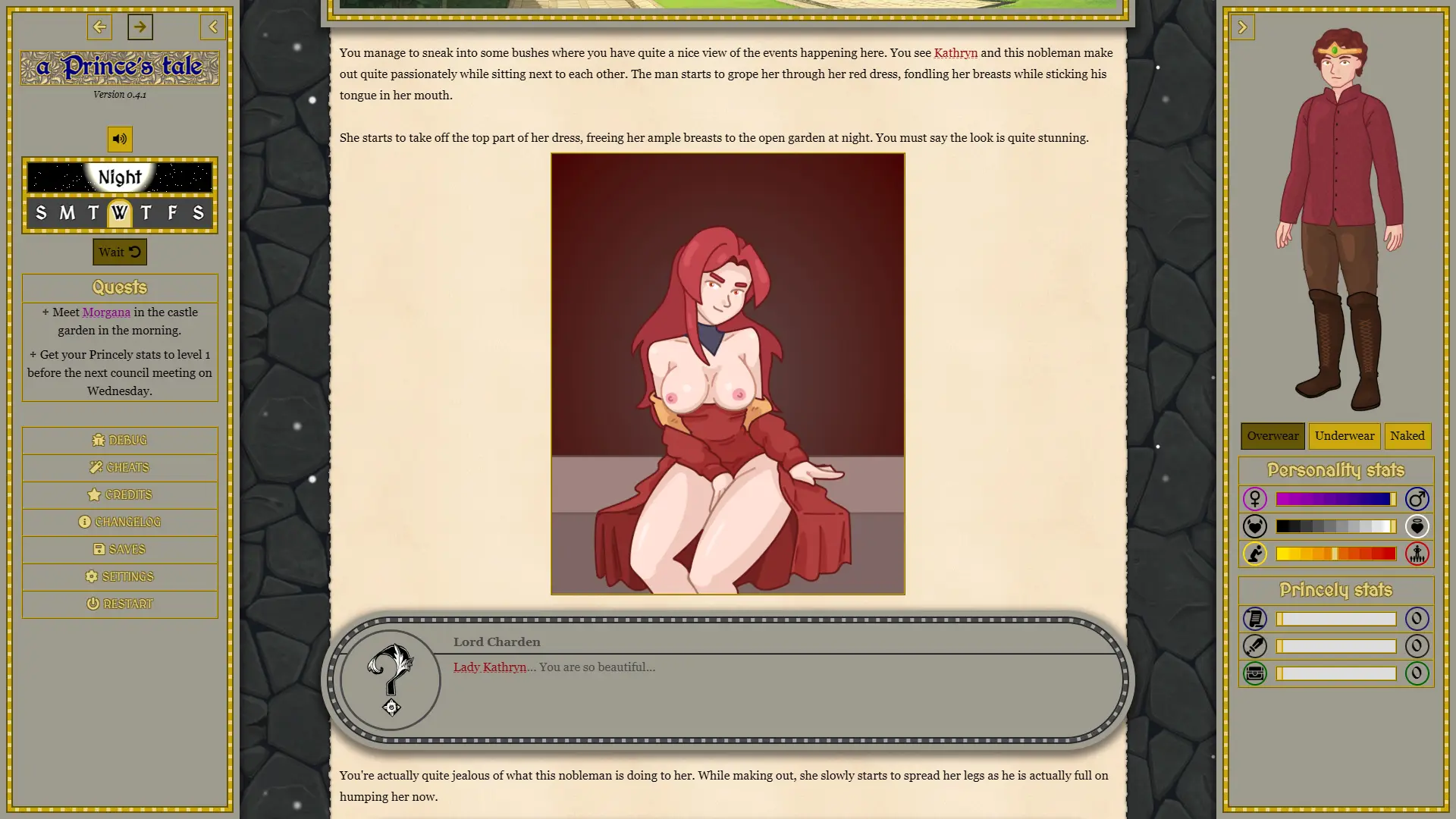 A Prince’s Tale gameplay screenshot 1 (HTML adult game) by tiny-pastry – free download