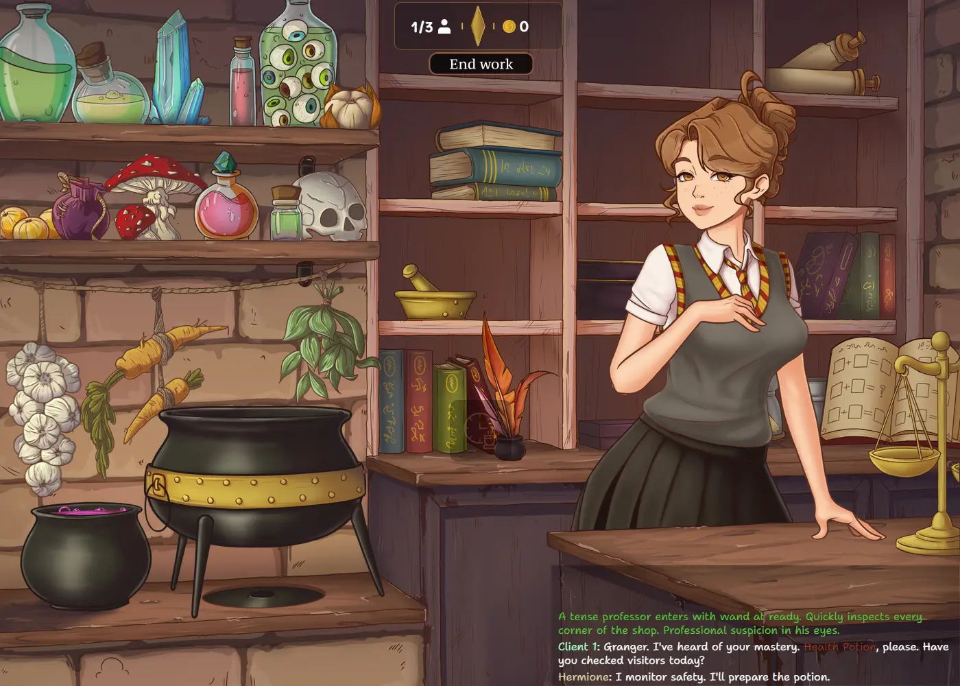 Hermione’s Shop gameplay screenshot 3 (Ren'Py adult game) by Kurotica Team – free download