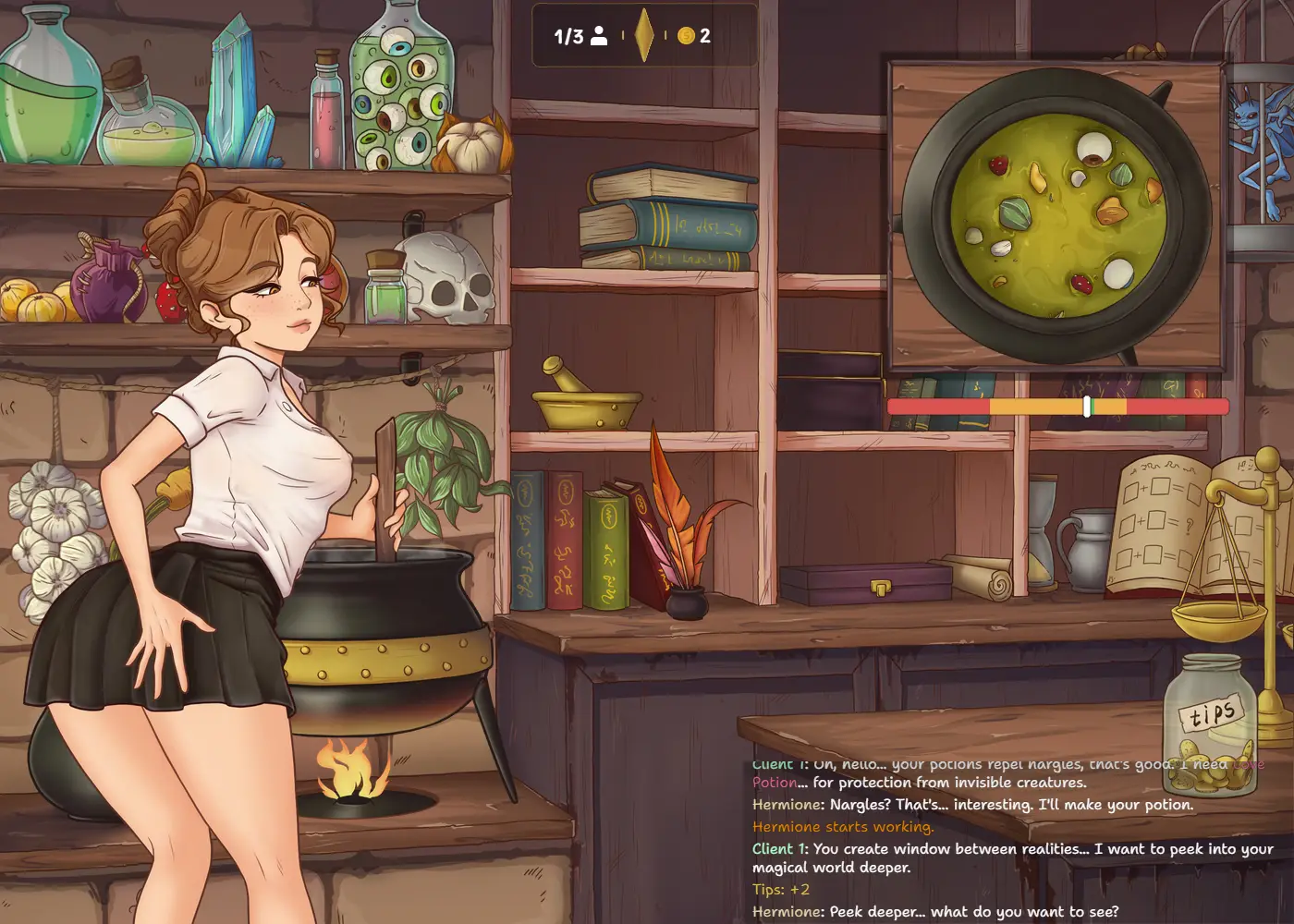 Hermione’s Shop gameplay screenshot 4 (Ren'Py adult game) by Kurotica Team – free download