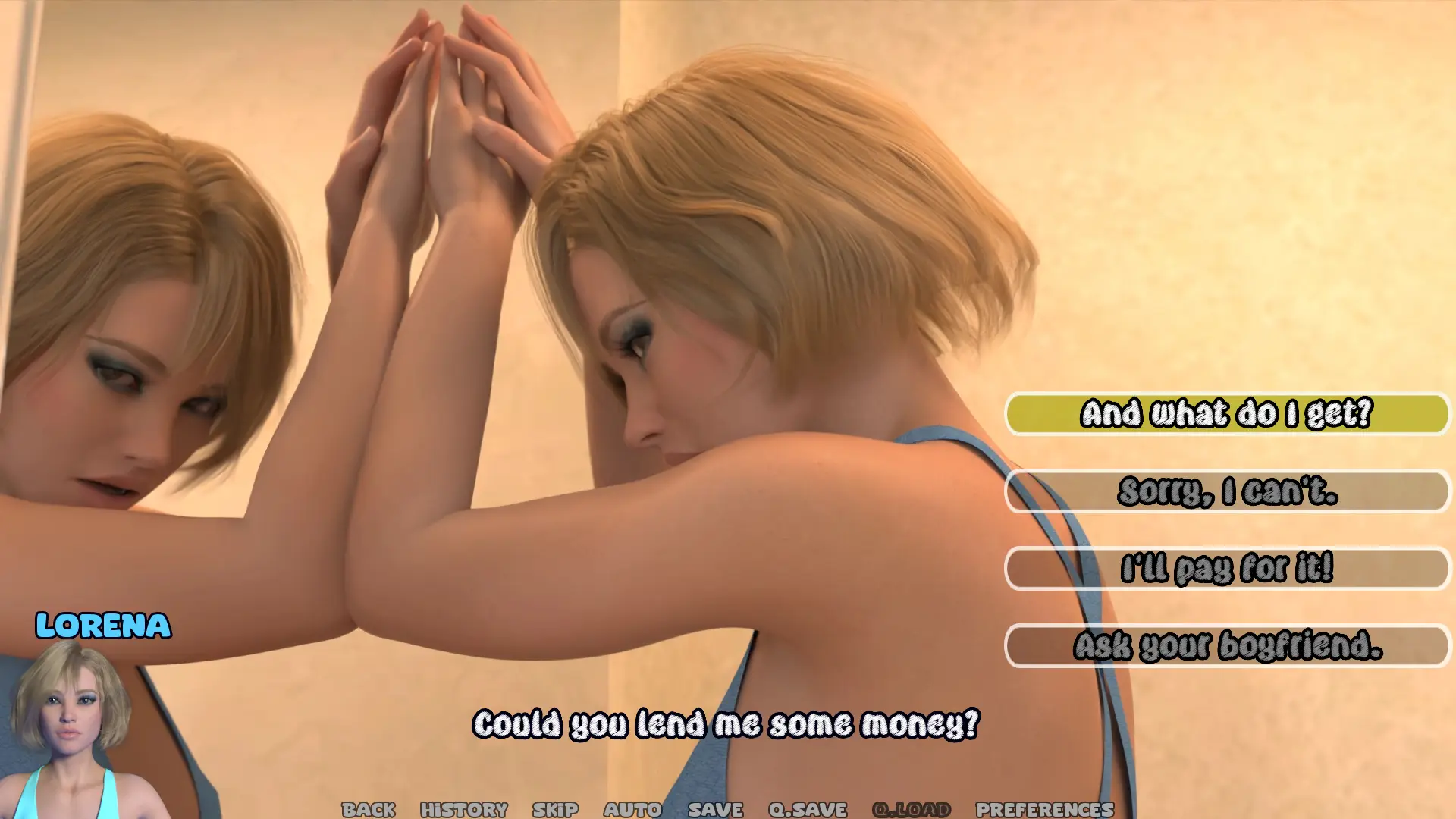 Reflejos gameplay screenshot 6 (Ren'Py adult game) by DerketoGames – free download