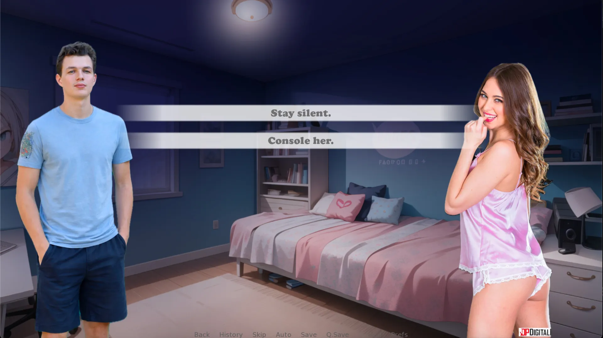 Burning Secrets gameplay screenshot 2 (Ren'Py adult game) by Pink Chocolate Games – free download