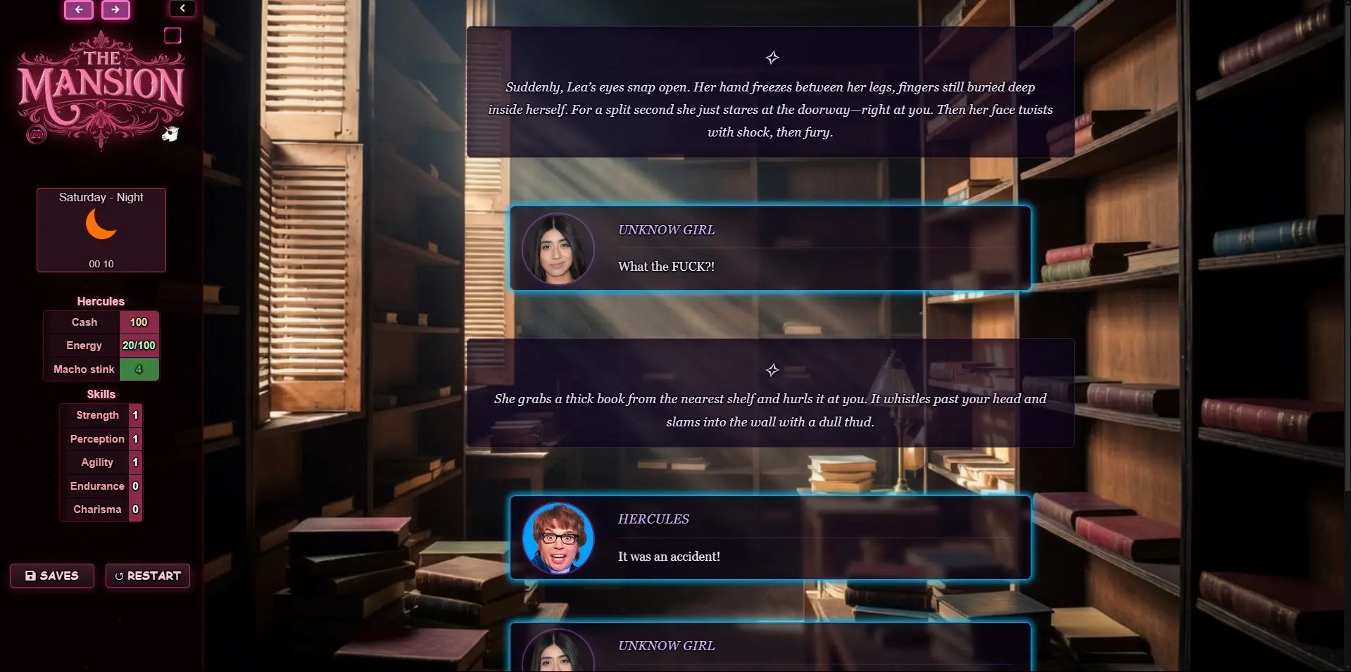 The Mansion gameplay screenshot 4 (HTML adult game) by Rustlerman – free download