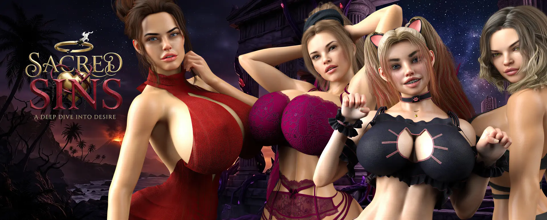 Sacred Sins cover Prologue Part II - 0.0.1b – Ren'Py adult game by Satisfaction 3D Games free download