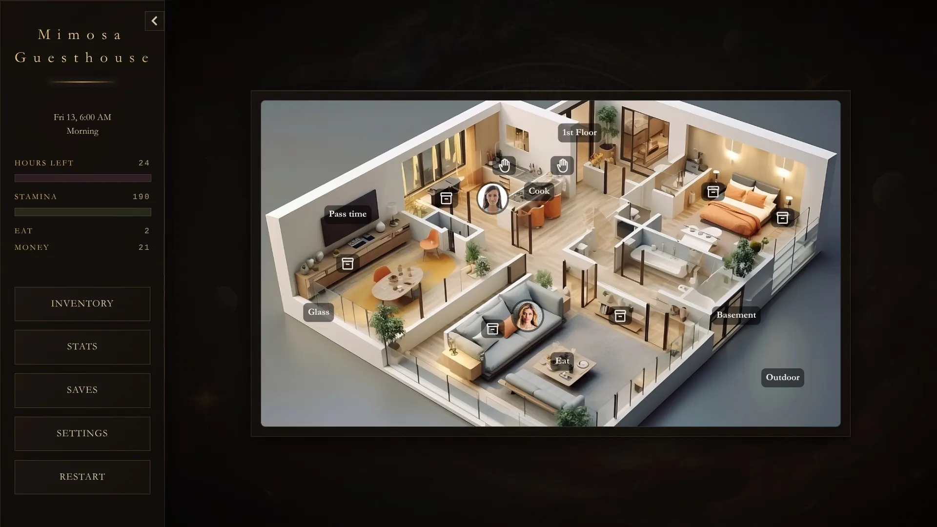 Mimosa Guesthouse gameplay screenshot 3 (HTML adult game) by a_furbyz – free download