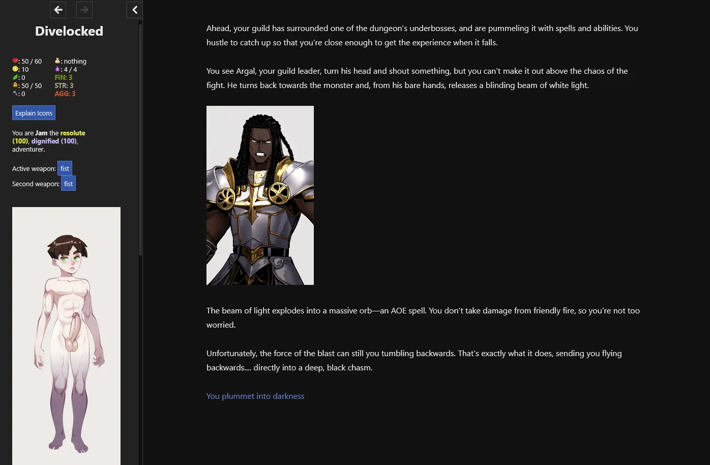 Divelocked gameplay screenshot 1 (HTML adult game) by lossy_loss TFGames.site – free download