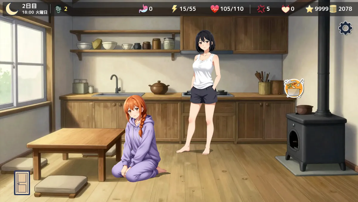 Zombie Diary: Survival with Sisters Miu & Rei gameplay screenshot 6 (Godot adult game) by NightCapybara – free download
