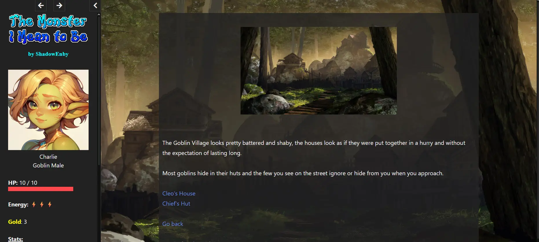 The Monster I Mean to Be gameplay screenshot 1 (HTML adult game) by ShadowEnby – free download
