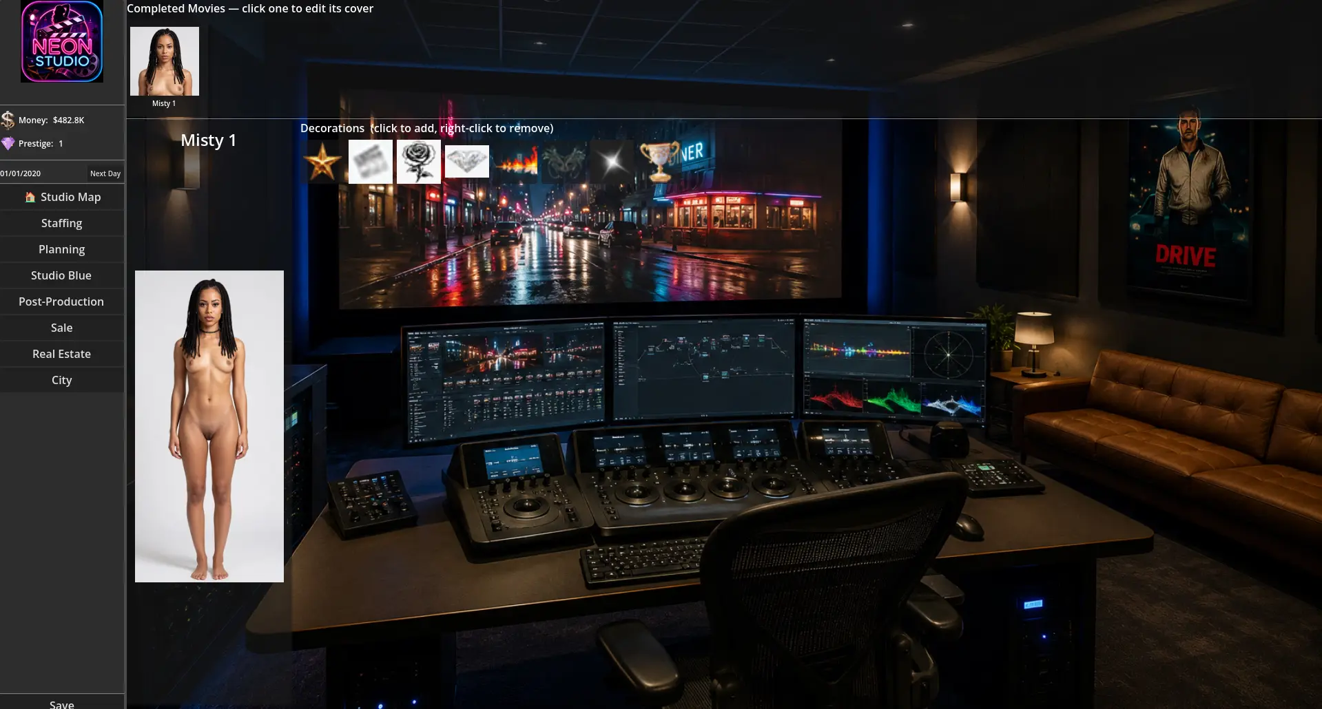 Neon Studio Tycoon gameplay screenshot 2 (Godot adult game) by Neon Studio – free download
