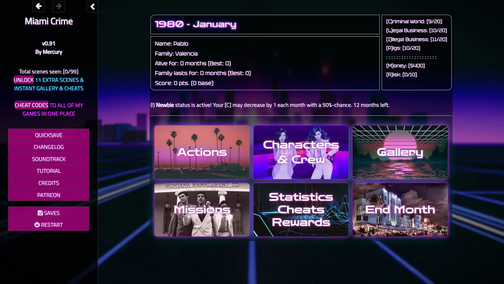 Miami Crime gameplay screenshot 3 (HTML adult game) by MercuryDev – free download