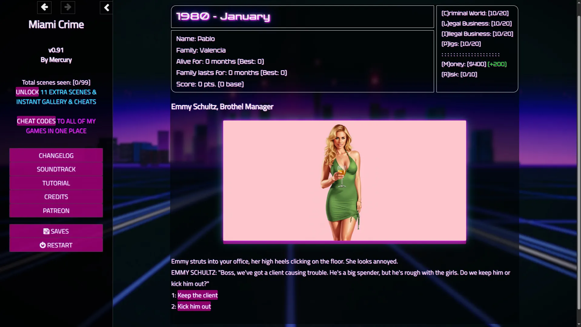 Miami Crime gameplay screenshot 5 (HTML adult game) by MercuryDev – free download