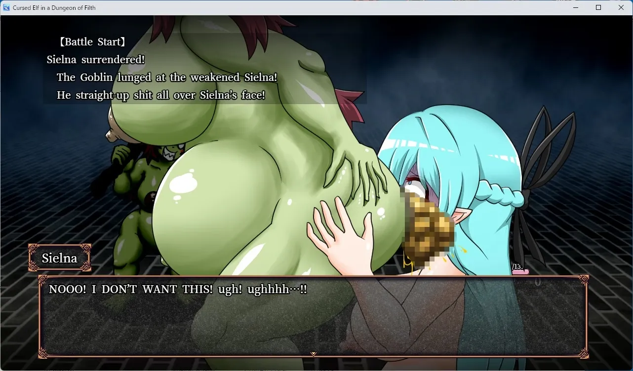 Cursed Elf in a Dungeon of Filth gameplay screenshot 1 (RPGM adult game) by Mother Nature Heavy Industries – free download