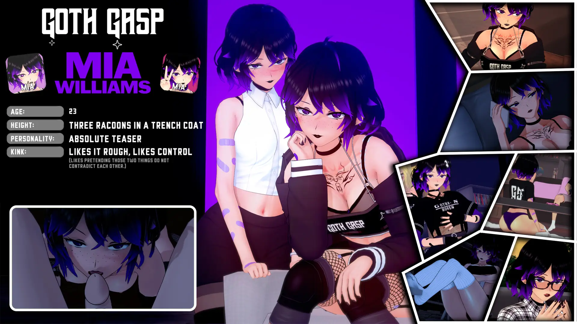 Goth Gasp gameplay screenshot 2 (Ren'Py adult game) by Frost Mist – free download