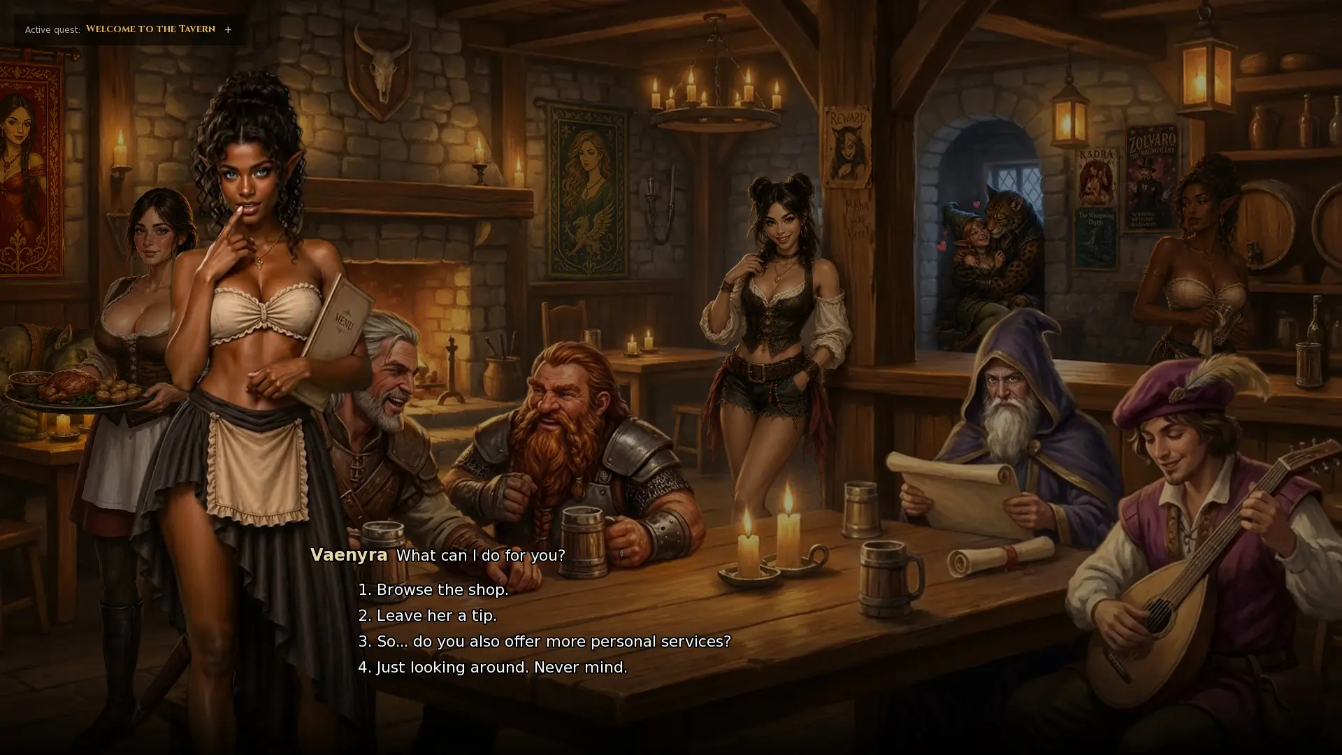Dice & Desire gameplay screenshot 1 (Ren'Py adult game) by The Sorcerer of The Horn – free download