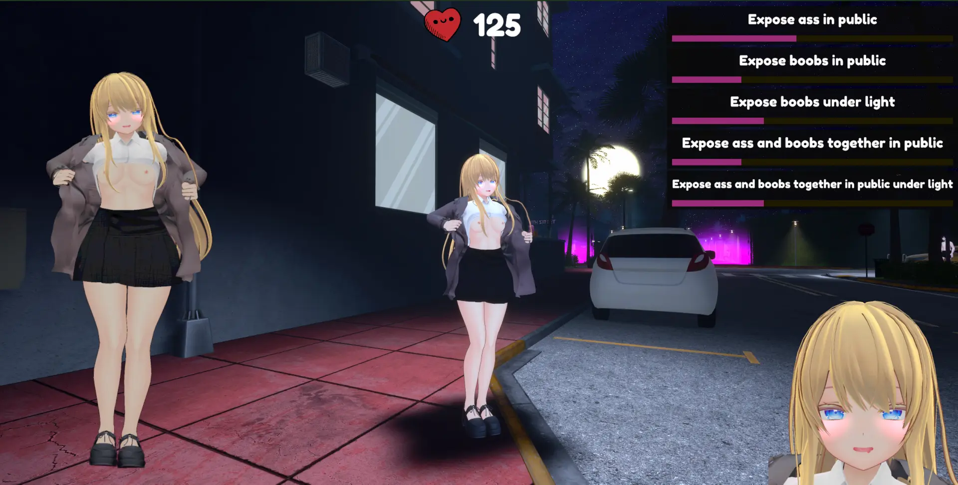Moeka: Exposure’s Temptation gameplay screenshot 9 (Unity adult game) by ShyGirlTeam – free download