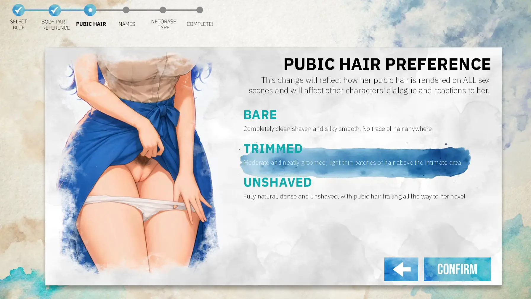Stains of Blue gameplay screenshot 5 (Ren'Py adult game) by Zetszuu – free download