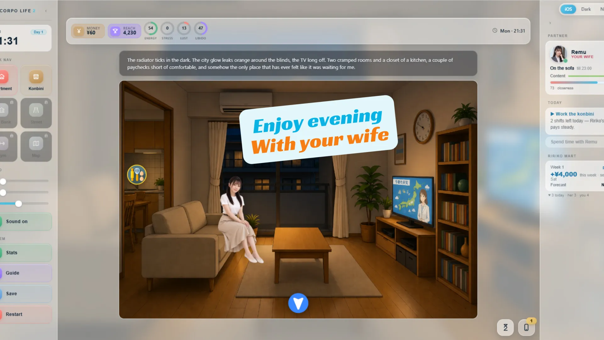 Corpo Life 2 – Kōpo Raifu 2 gameplay screenshot 11 (HTML adult game) by Gakko_dev – free download