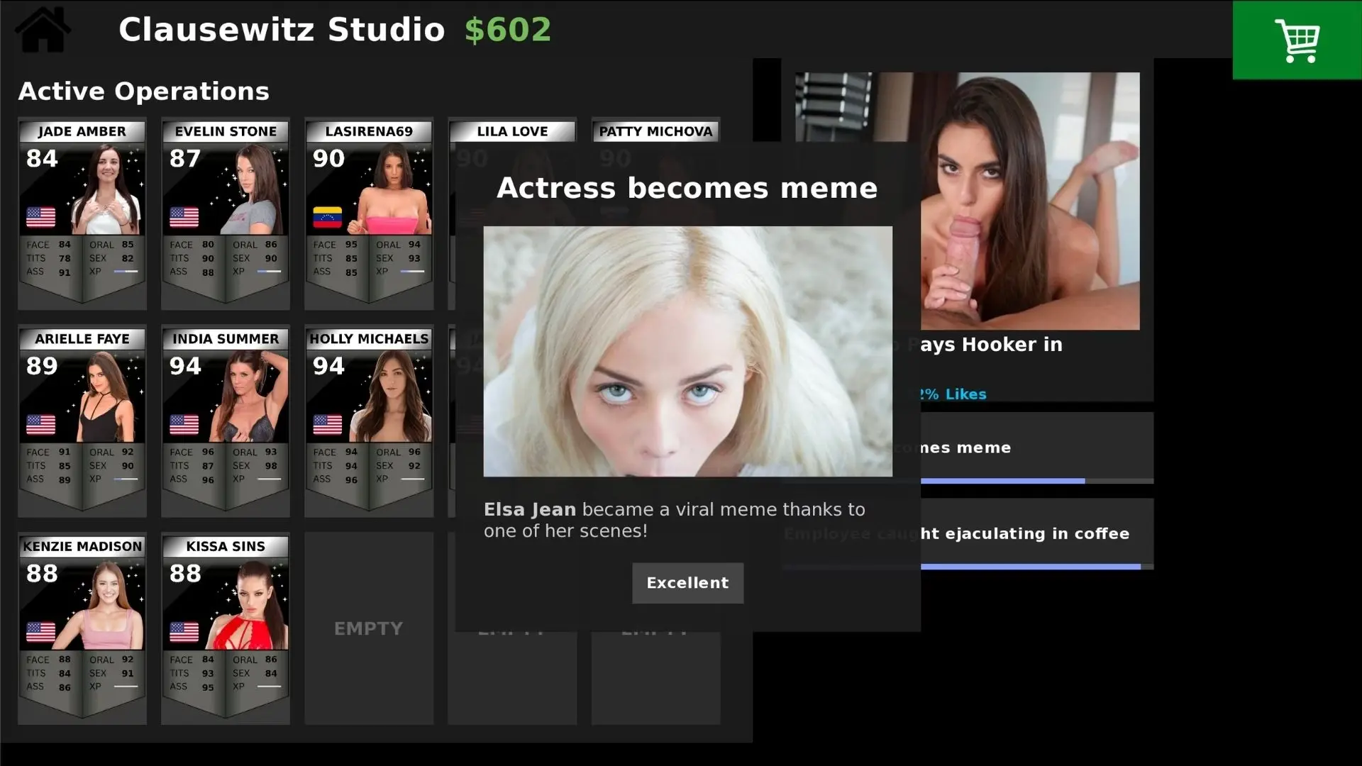 Pornstar Manager gameplay screenshot 7 (Ren'Py adult game) by Clausewitz – free download