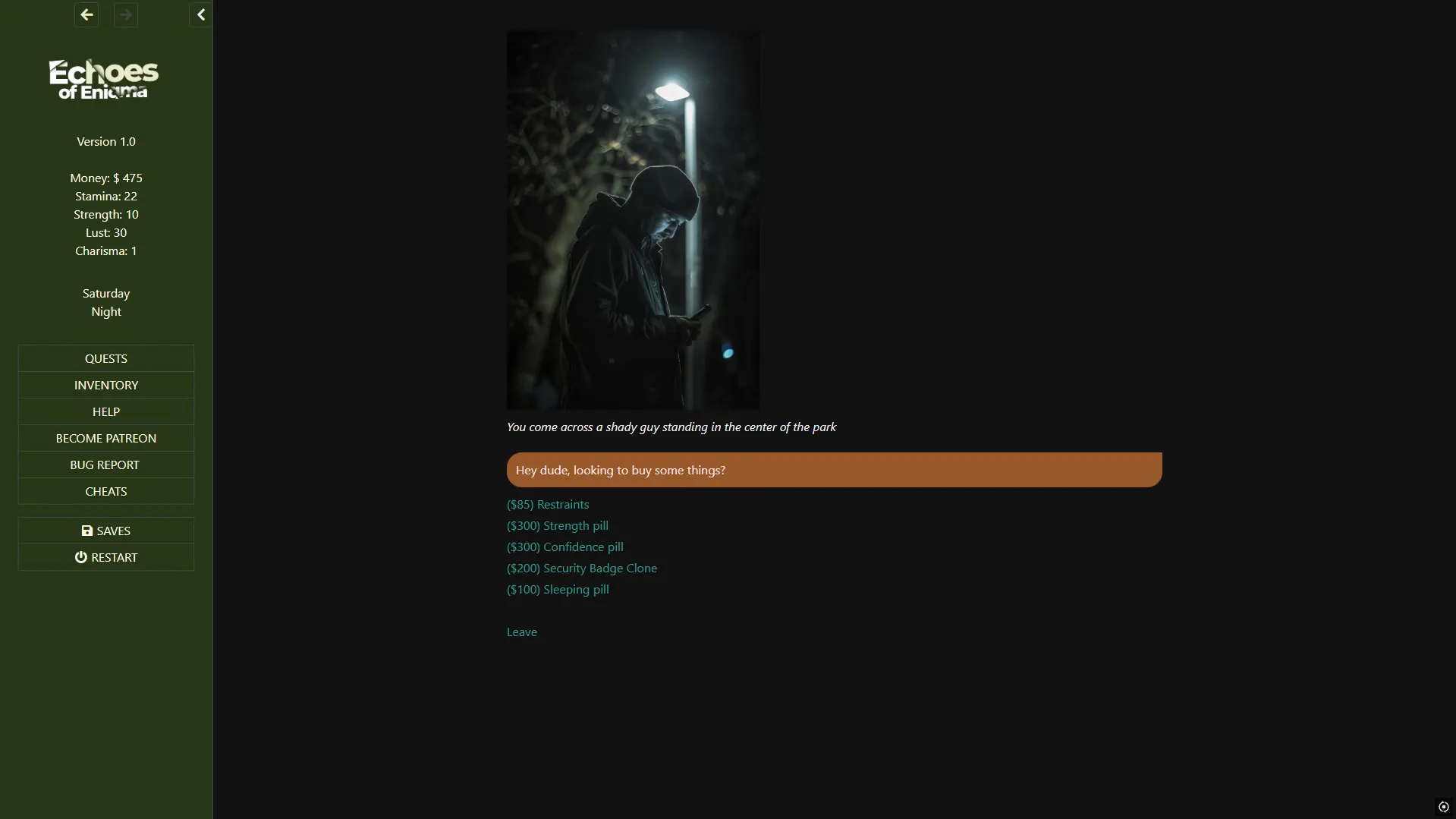 Echoes of Enigma gameplay screenshot 4 (HTML adult game) by Kink Factory – free download