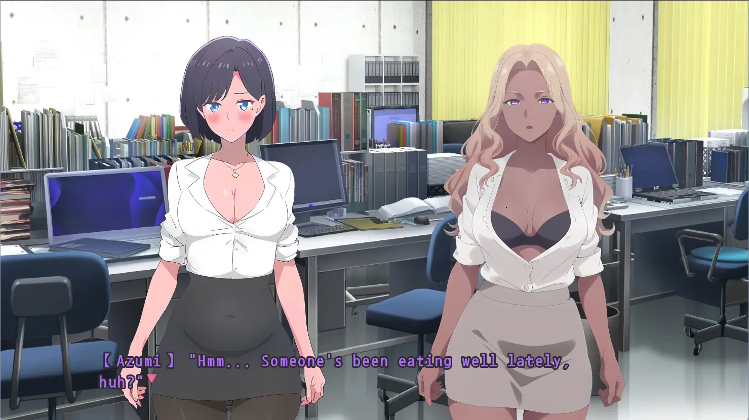 Fattening Office gameplay screenshot 1 (Ren'Py adult game) by eisenwg – free download