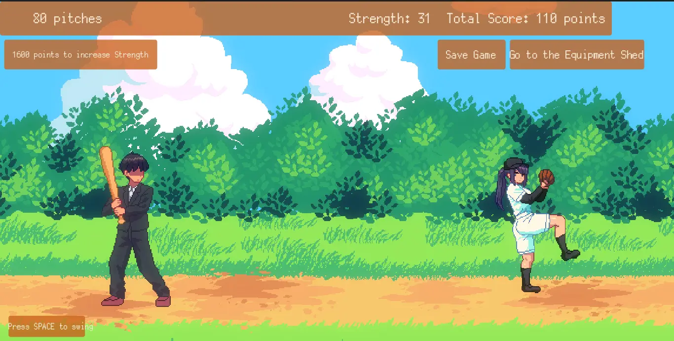 Sweaty Baseball Girl And Batting Challenge gameplay screenshot 2 (Godot adult game) by Moon Cactus Knights/ムーンサボテン騎士団 – free download