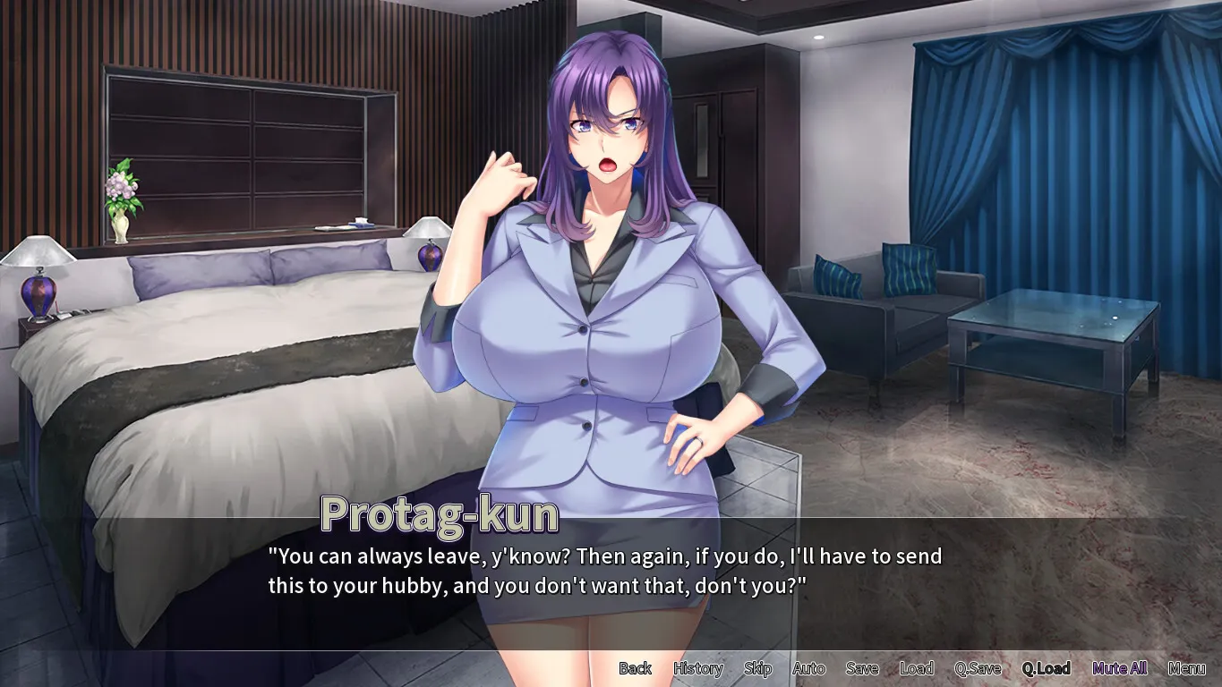 Big Boobie Boss Blackmail gameplay screenshot 1 (Ren'Py adult game) by Miel – free download