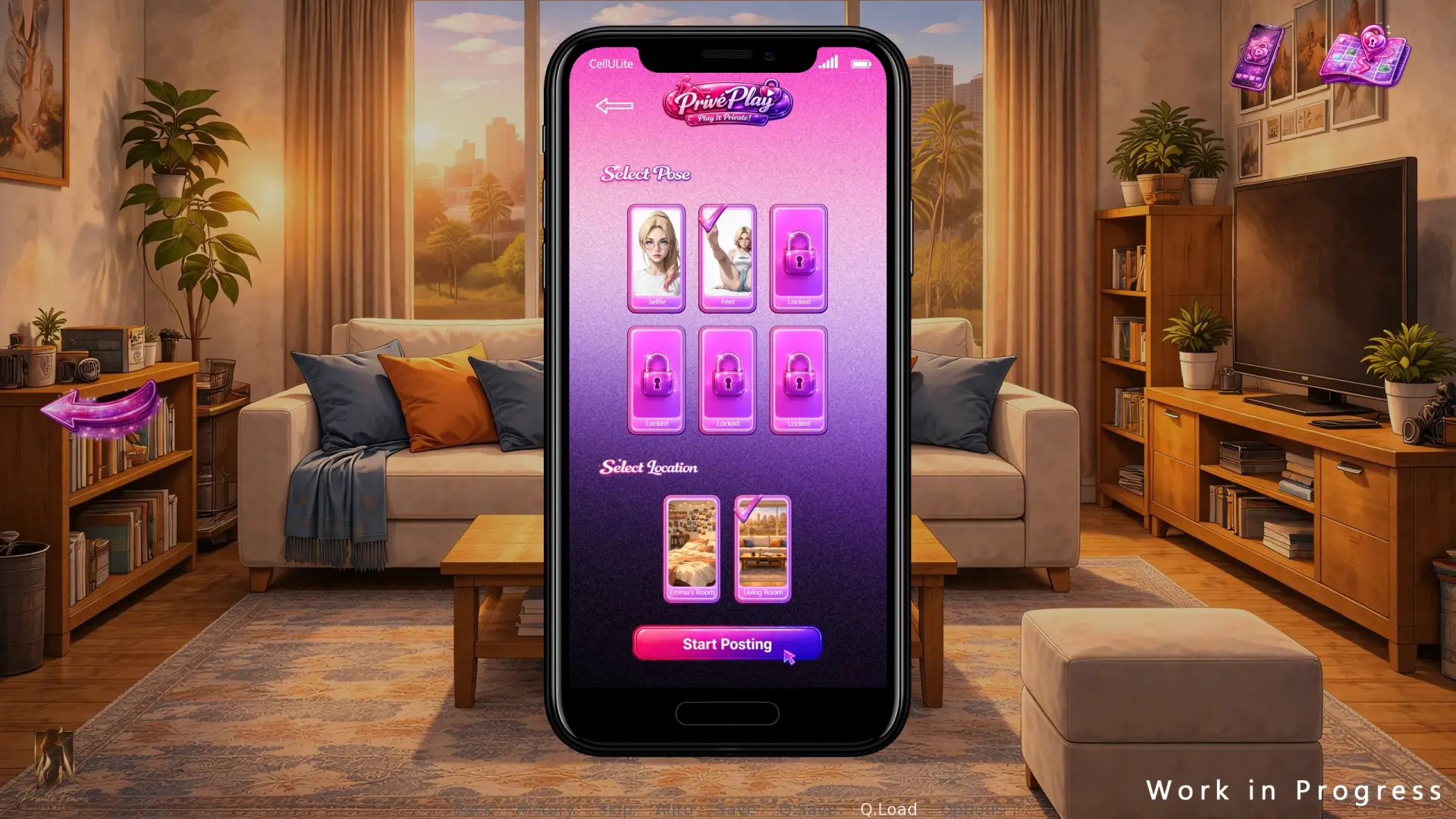 PrivePlay – Play It Private! gameplay screenshot 1 (Ren'Py adult game) by Private Frame Games – free download
