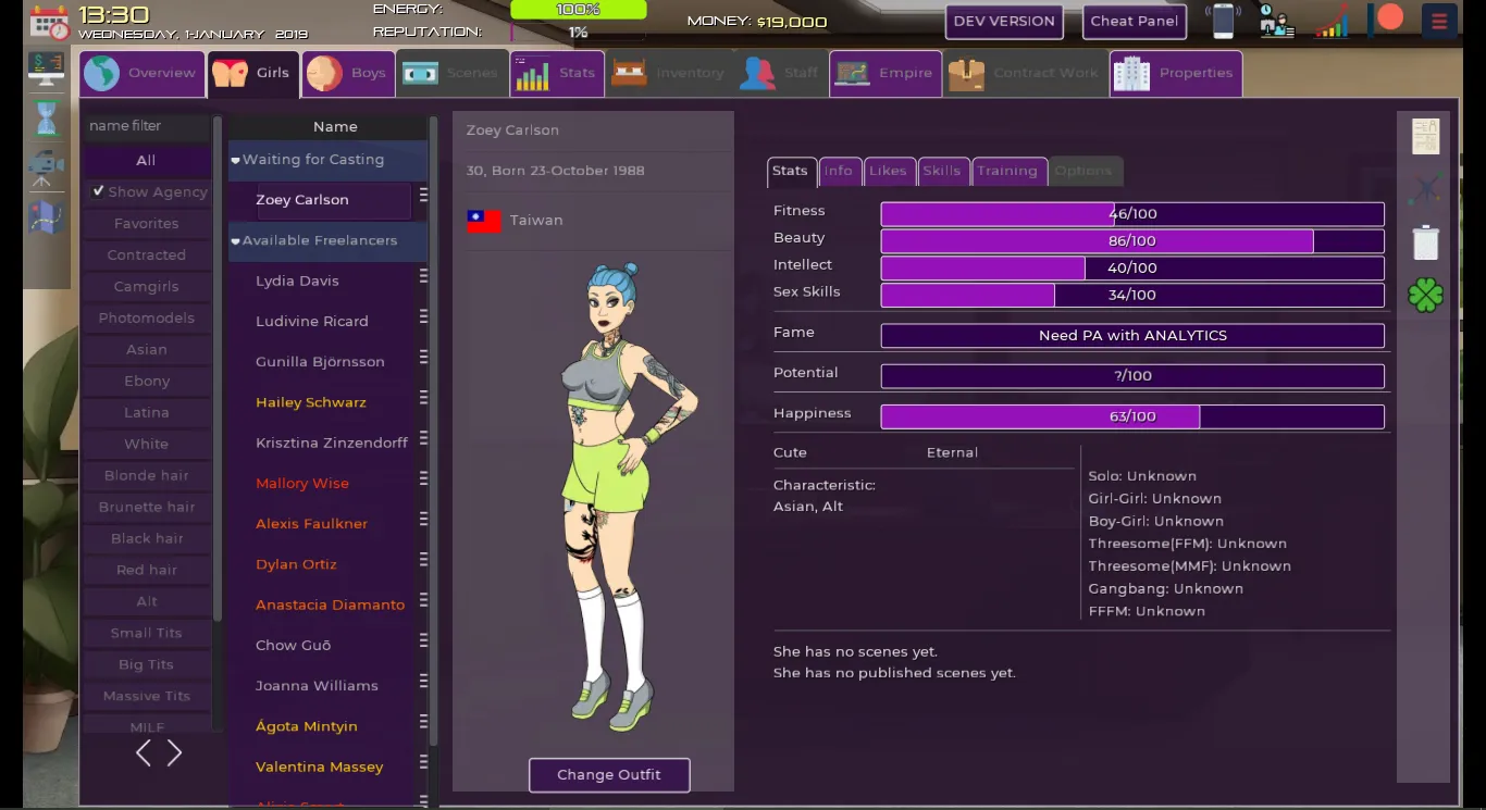 Porn Empire gameplay screenshot 3 (Godot adult game) by PEdev – free download