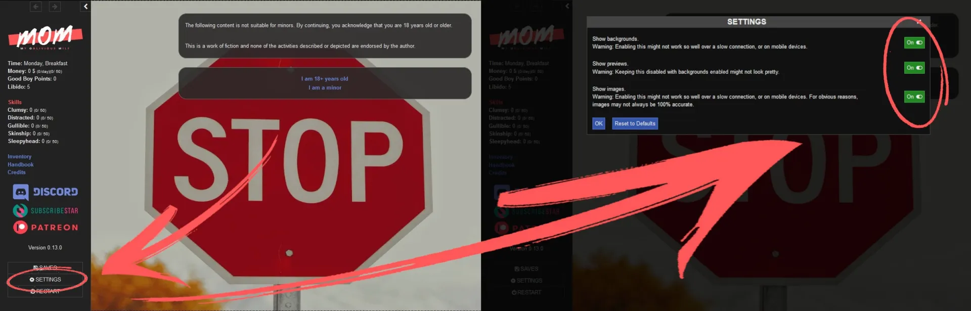 My Oblivious MILF gameplay screenshot 1 (HTML adult game) by MyObliviousDeveloper – free download