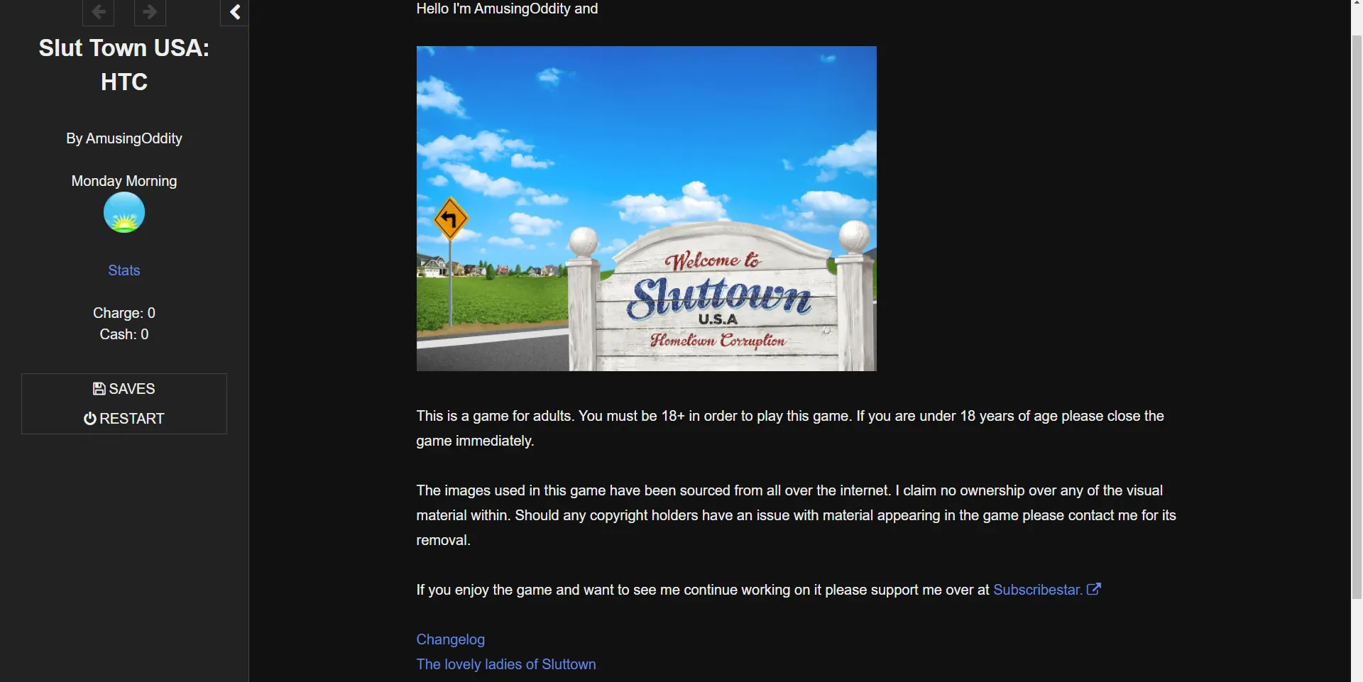 Sluttown USA: Hometown Corruption gameplay screenshot 4 (HTML adult game) by AmusingOddity – free download