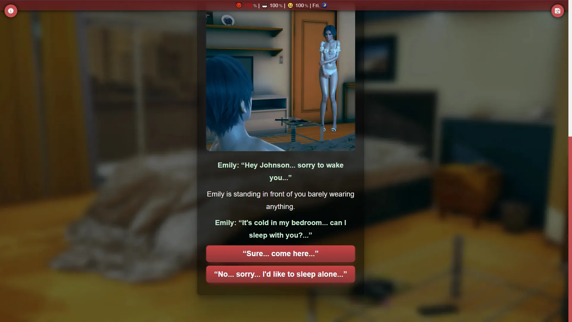 Confined and Horny gameplay screenshot 1 (HTML adult game) by Tukann – free download