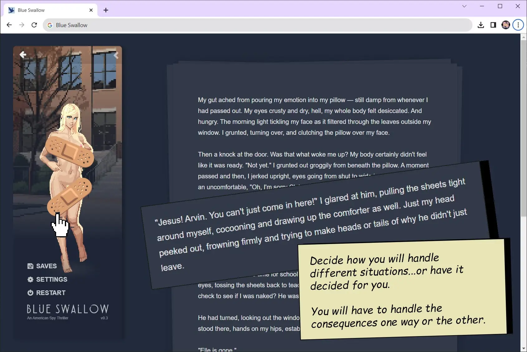 Blue Swallow gameplay screenshot 6 (HTML adult game) by Blue Swallow – free download